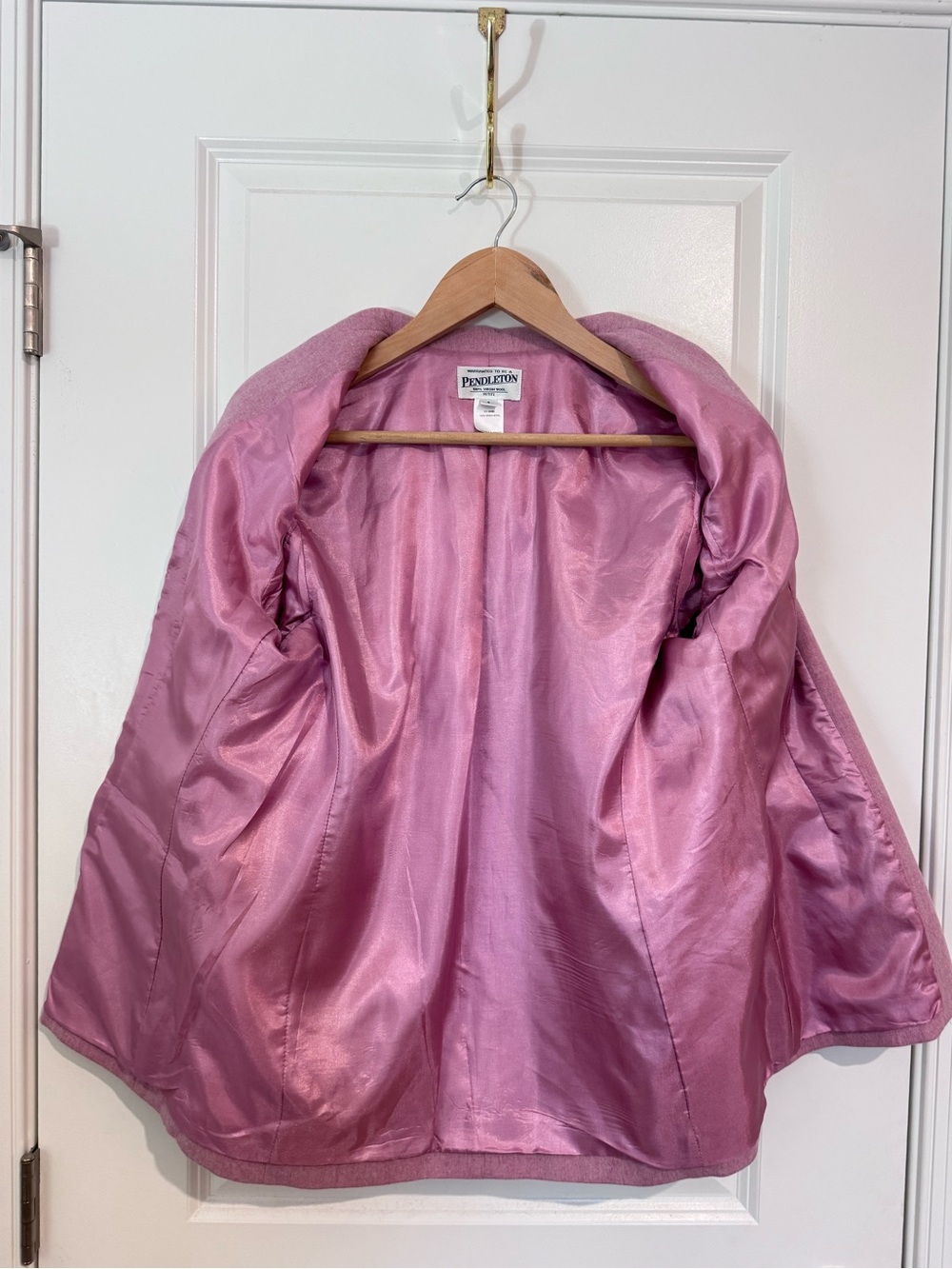 Vintage Pendleton Womens Sz 8 Blazer Pink 100% Virgin Wool Jacket 2 Button Coat - Picture 4 of 7